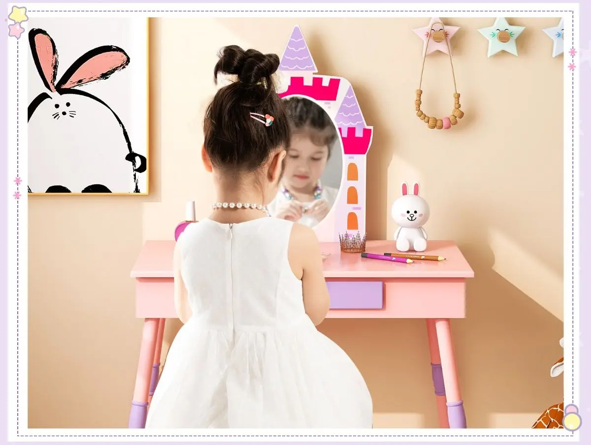 Детский туалетный столик Costway HY10100PI (Pink)