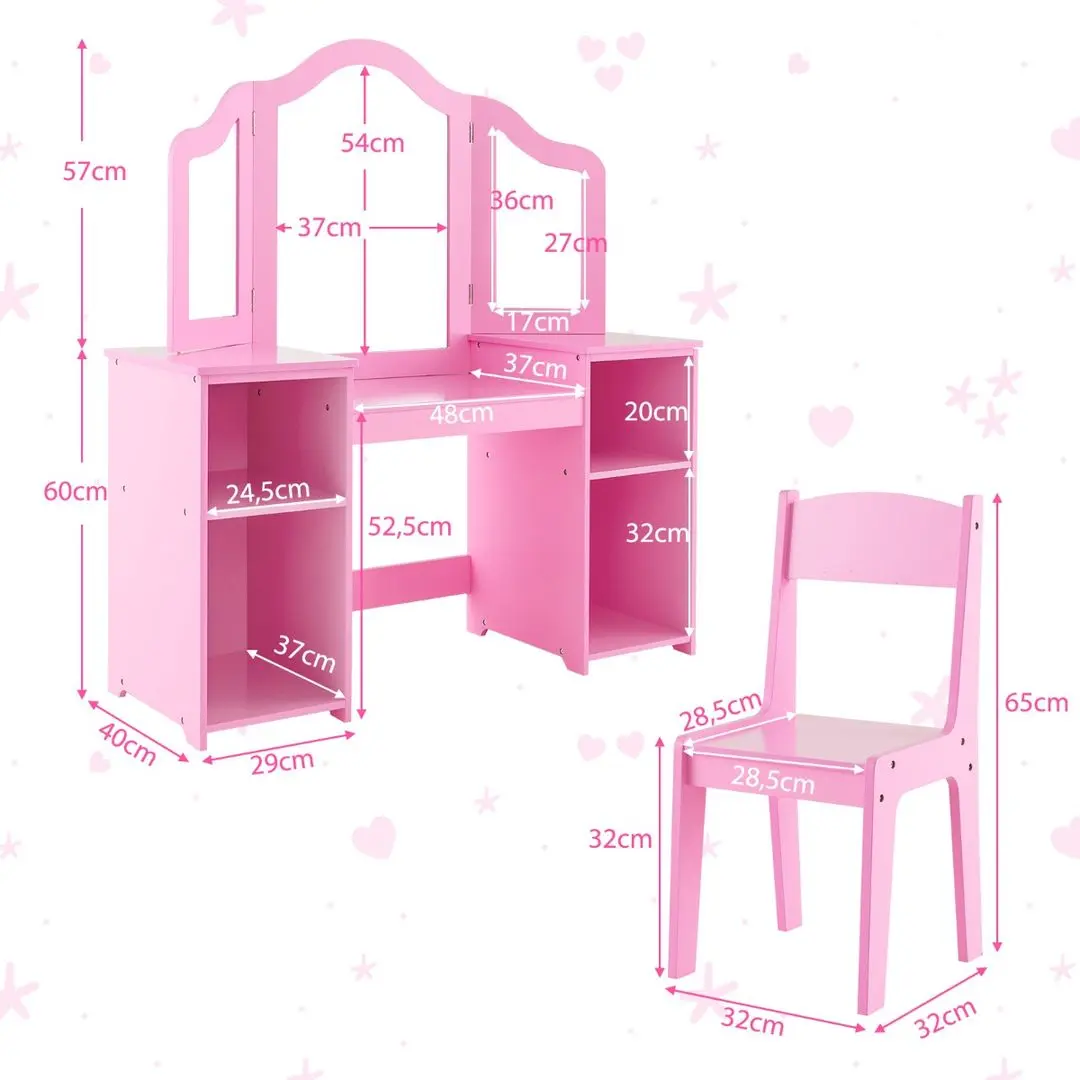 Masuta de toaleta pentru copii Costway HY10142PI (Pink) - 2