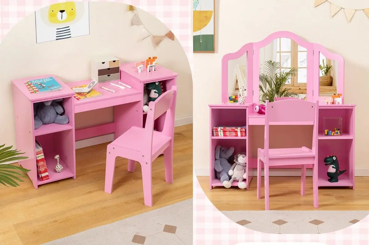 Masuta de toaleta pentru copii Costway HY10142PI (Pink) - 3