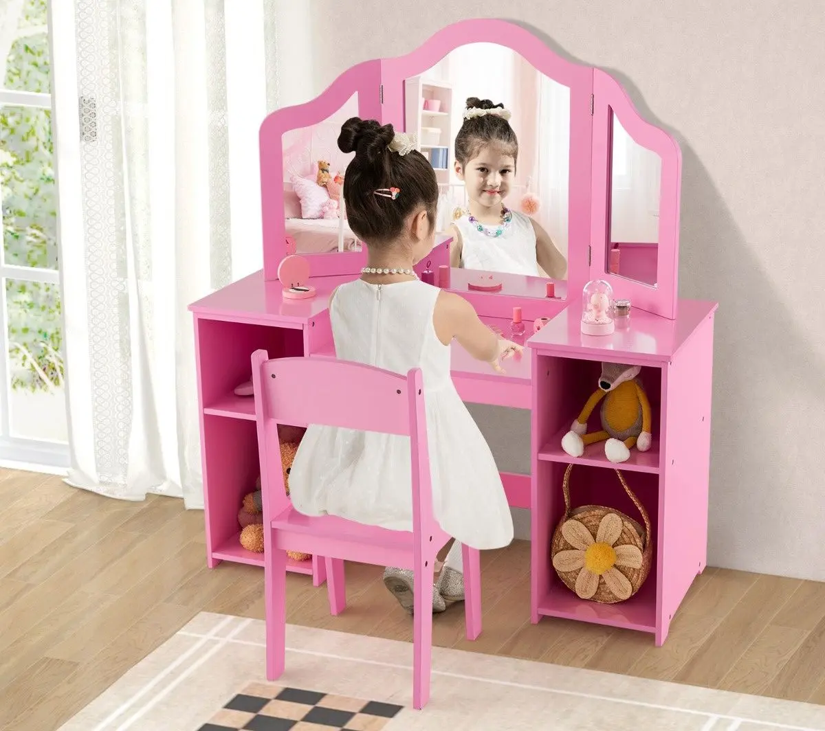 Masuta de toaleta pentru copii Costway HY10142PI (Pink) - 4