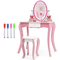 Masuta de toaleta pentru copii Costway HY10184WH (Pink/White)