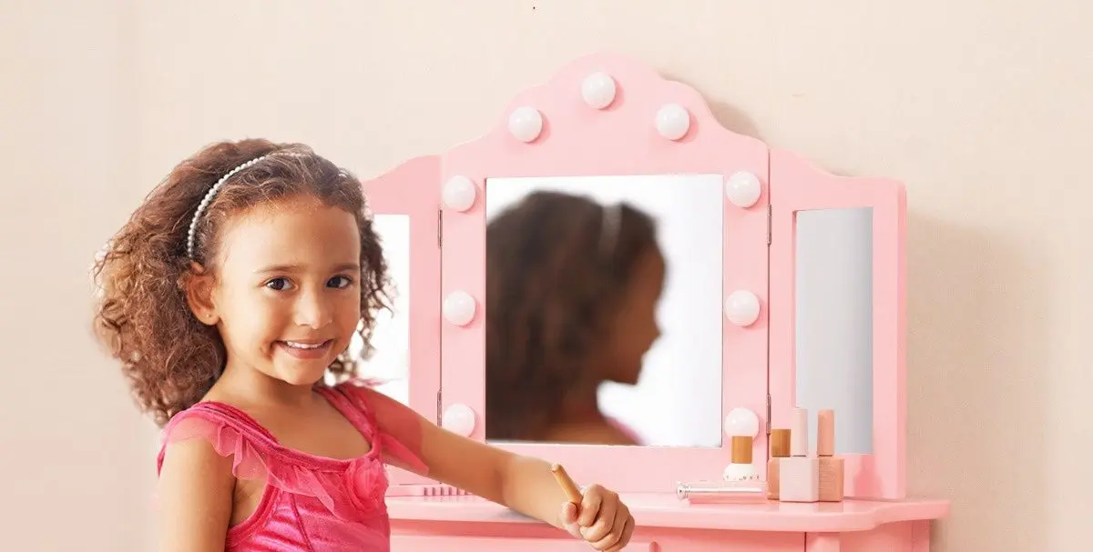 Masuta de toaleta pentru copii Costway HY10235DE-PI (Pink)