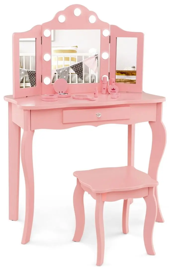 Masuta de toaleta pentru copii Costway HY10235DE-PI (Pink)
