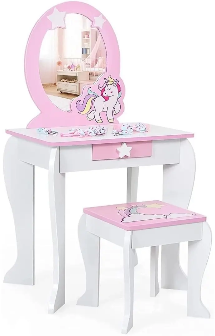 Masuta de toaleta pentru copii Costway HY10287WH (White/Pink)