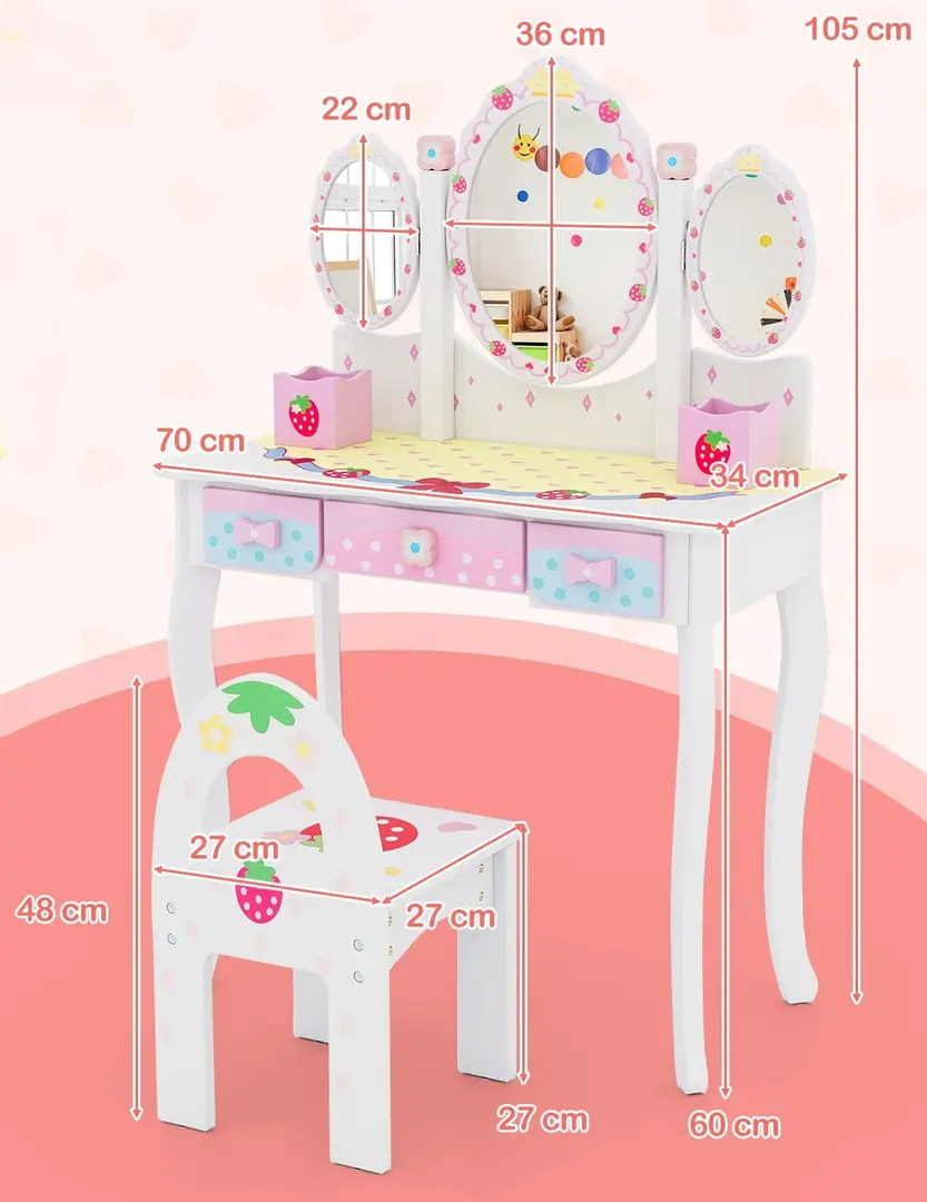 Детский туалетный столик Costway HY10290WH (White)