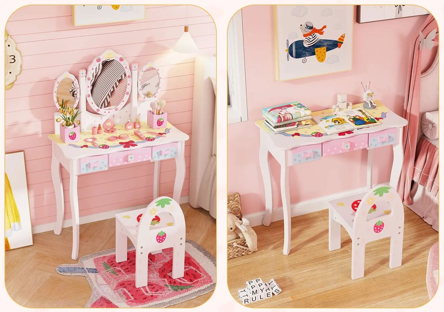 Детский туалетный столик Costway HY10290WH (White)