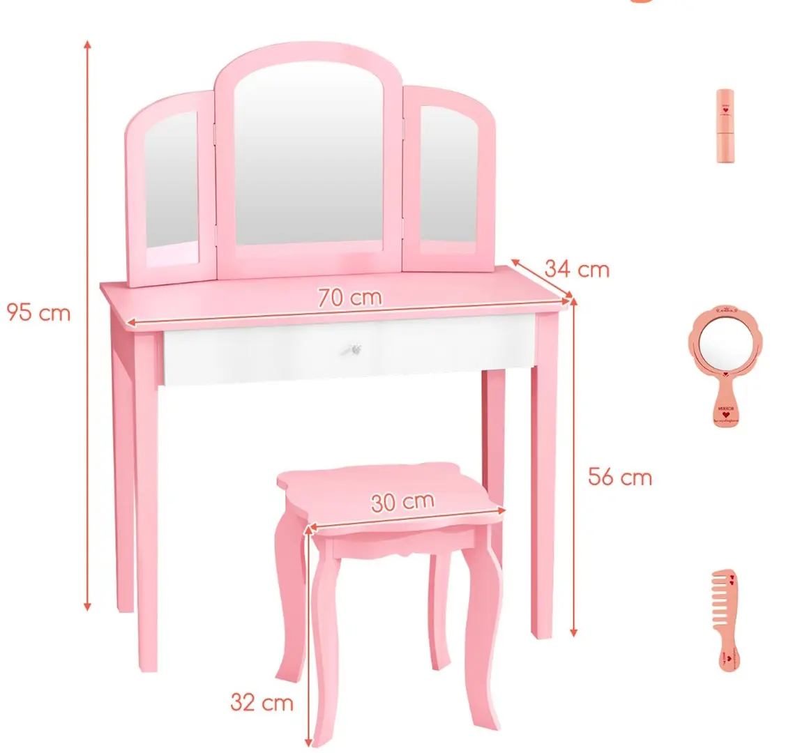 Детский туалетный столик Costway HY10291PI (Pink)