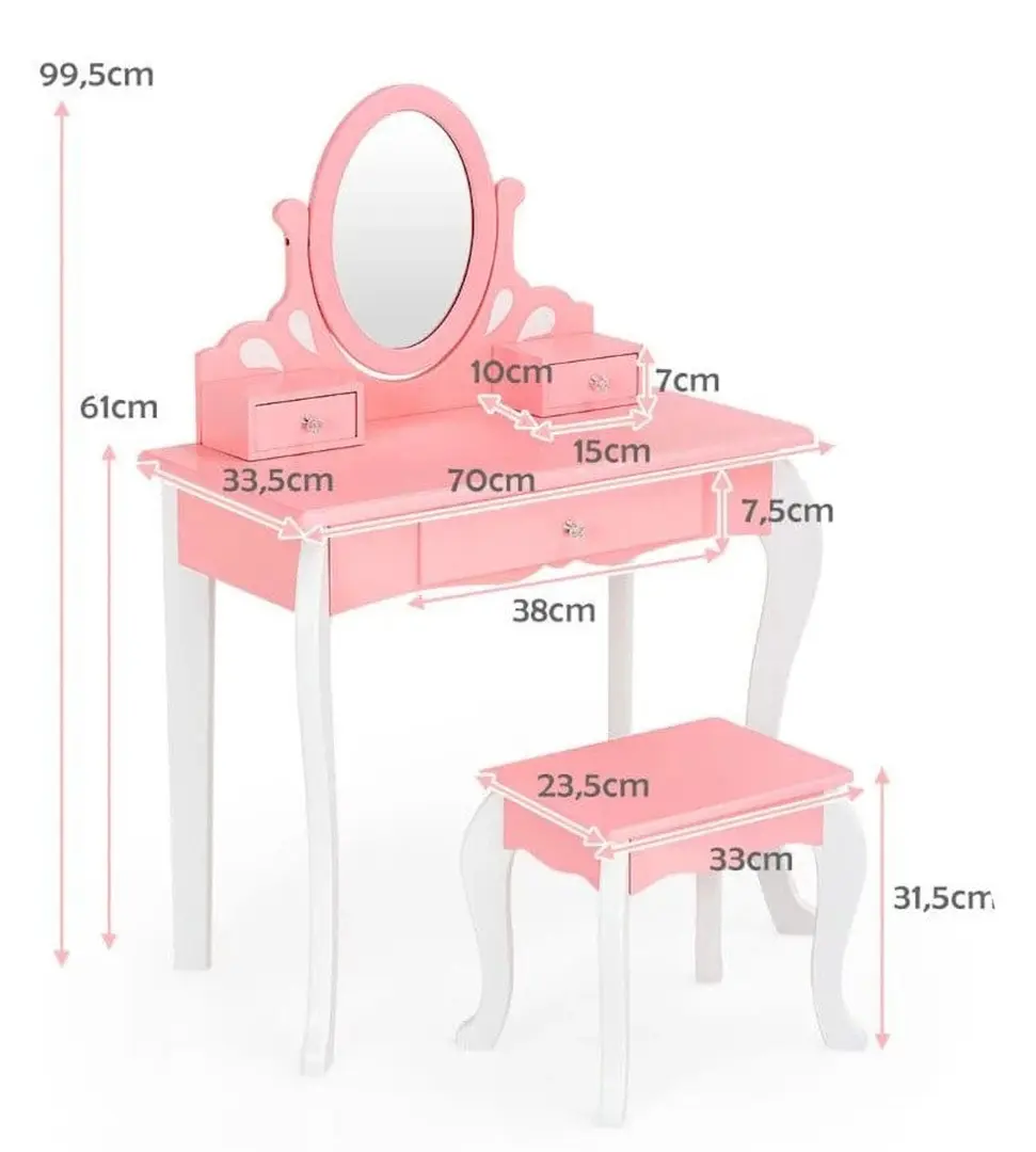 Masuta de toaleta pentru copii Costway HY10294PI (Pink)