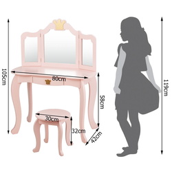 Детский туалетный столик Costway HY10297PI (Pink) Thumb