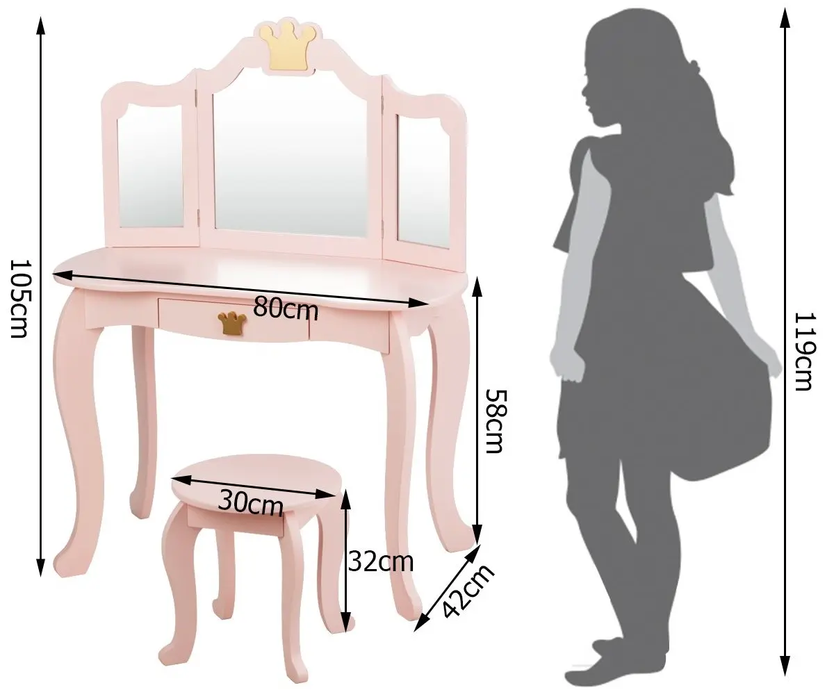 Детский туалетный столик Costway HY10297PI (Pink)