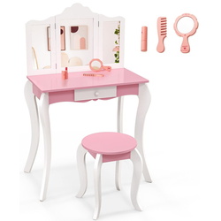 Masuta de toaleta pentru copii Costway HY10303WH (White/Pink)