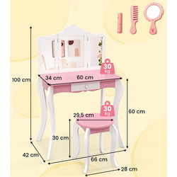 Детский туалетный столик Costway HY10303WH (White/Pink) Thumb