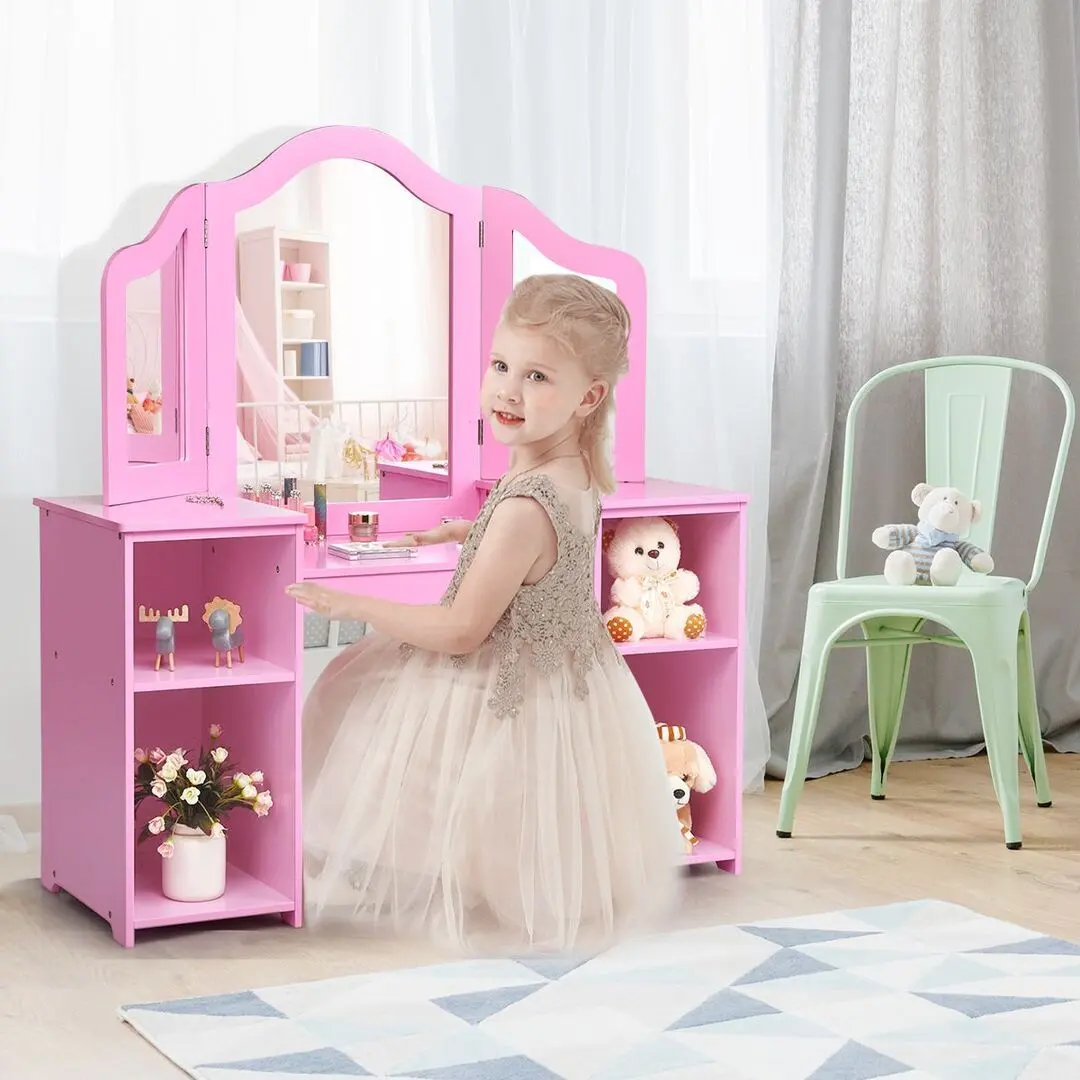 Măsuţă de toaletă pentru copii Costway TY327770PI (Pink) - 5
