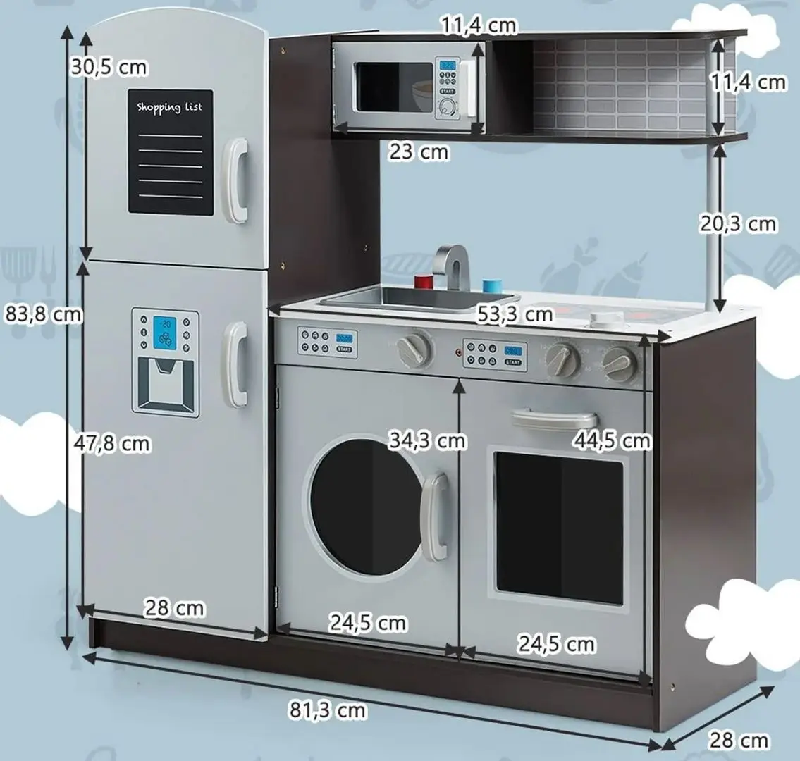 Игровая кухня Costway HW63009 (Gray/Brown)