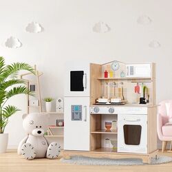 Bucatarie de joaca Costway HW67657 (White/Natural) Thumb