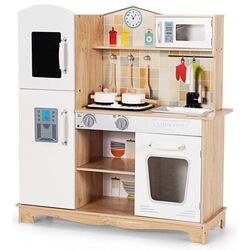 Bucatarie de joaca Costway HW67657 (White/Natural)