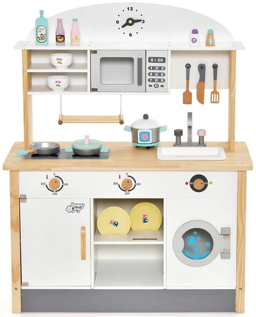 Bucatarie de joaca Costway TM10070 (White/Natural)