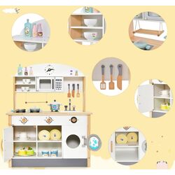 Bucatarie de joaca Costway TM10070 (White/Natural) Thumb