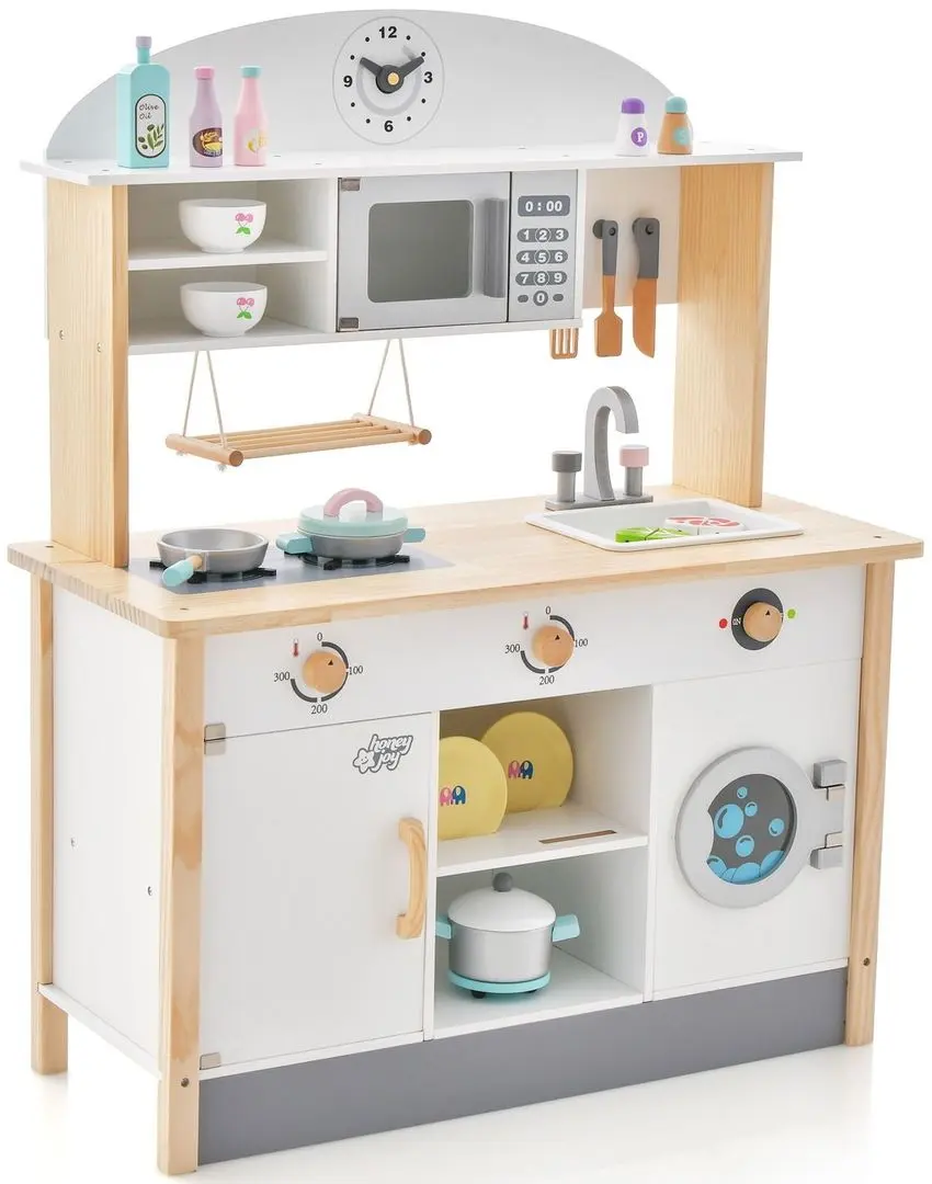 Bucatarie de joaca Costway TM10070 (White/Natural)