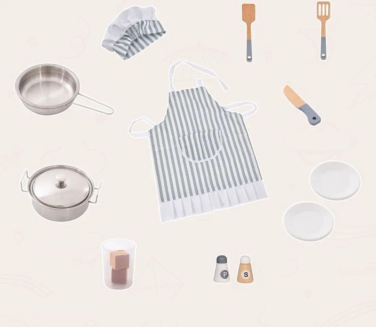 Bucatarie de joaca Costway TM10082 (Brown/White)