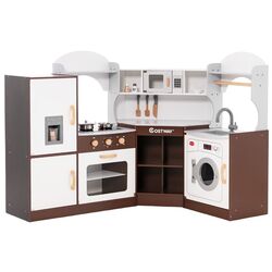 Bucatarie de joaca Costway TM10082 (Brown/White)