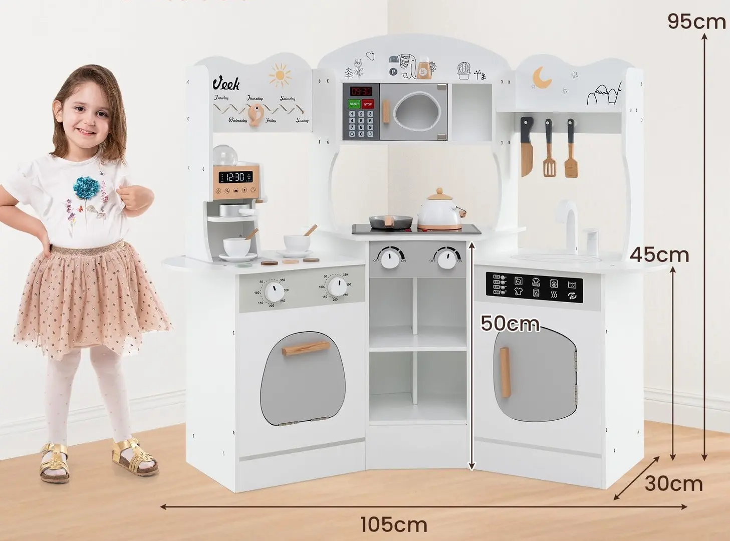 Bucatarie de joaca Costway TM10118WH (White)