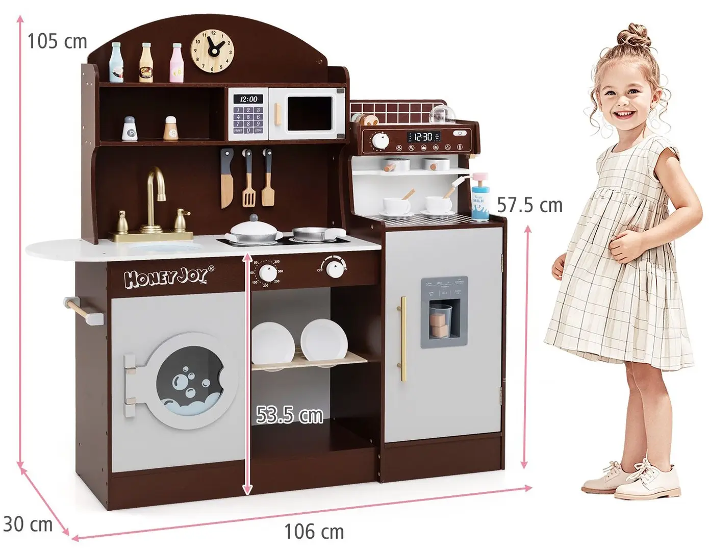 Bucatarie de joaca Costway TM10119CF (Brown)