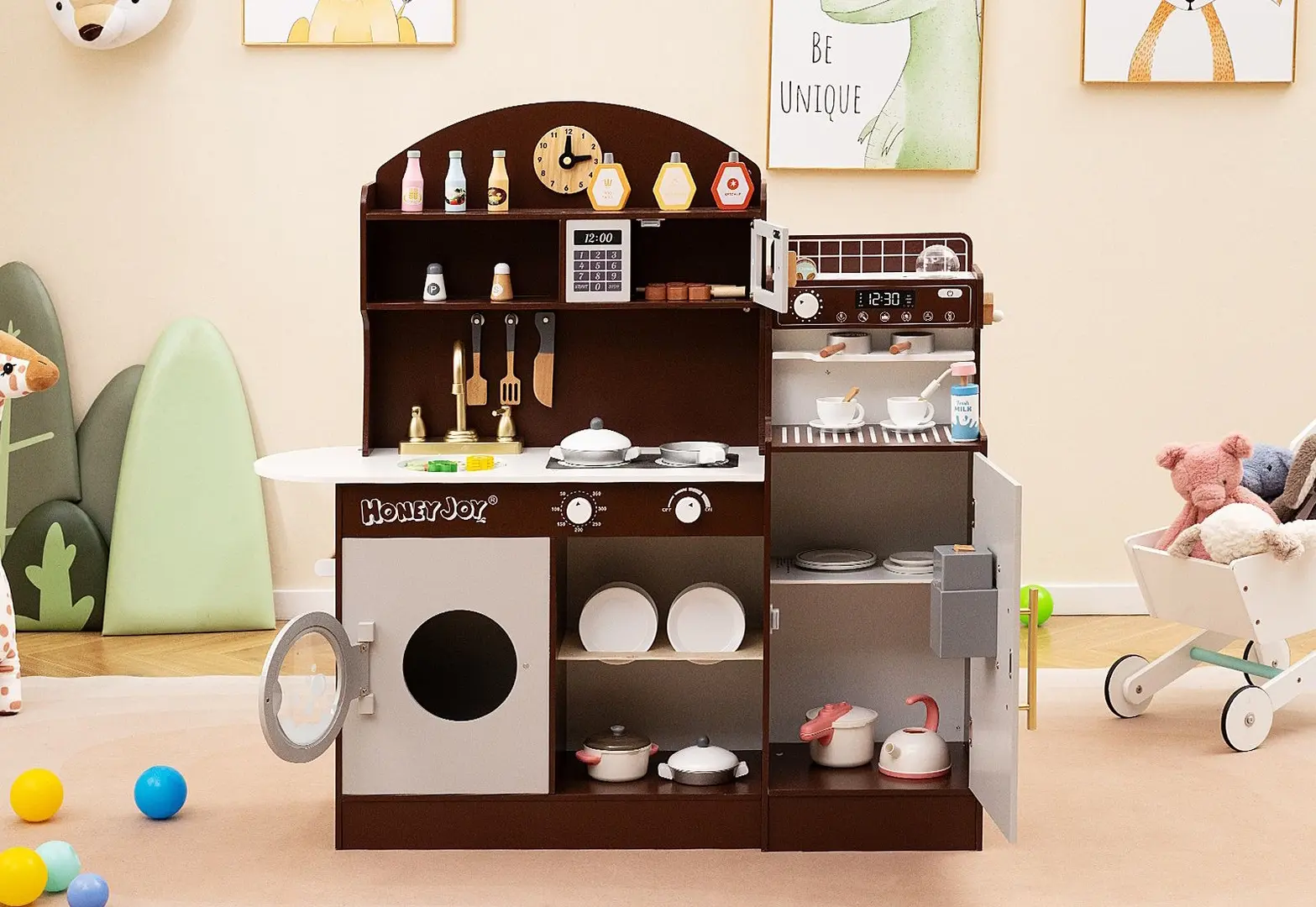 Bucatarie de joaca Costway TM10119CF (Brown)