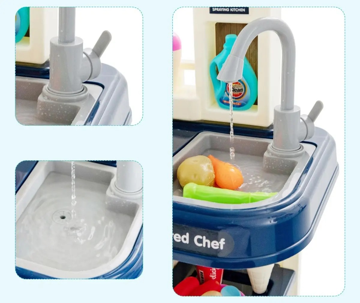 Bucatarie de joaca Costway TP10033BL (Beige/Blue)