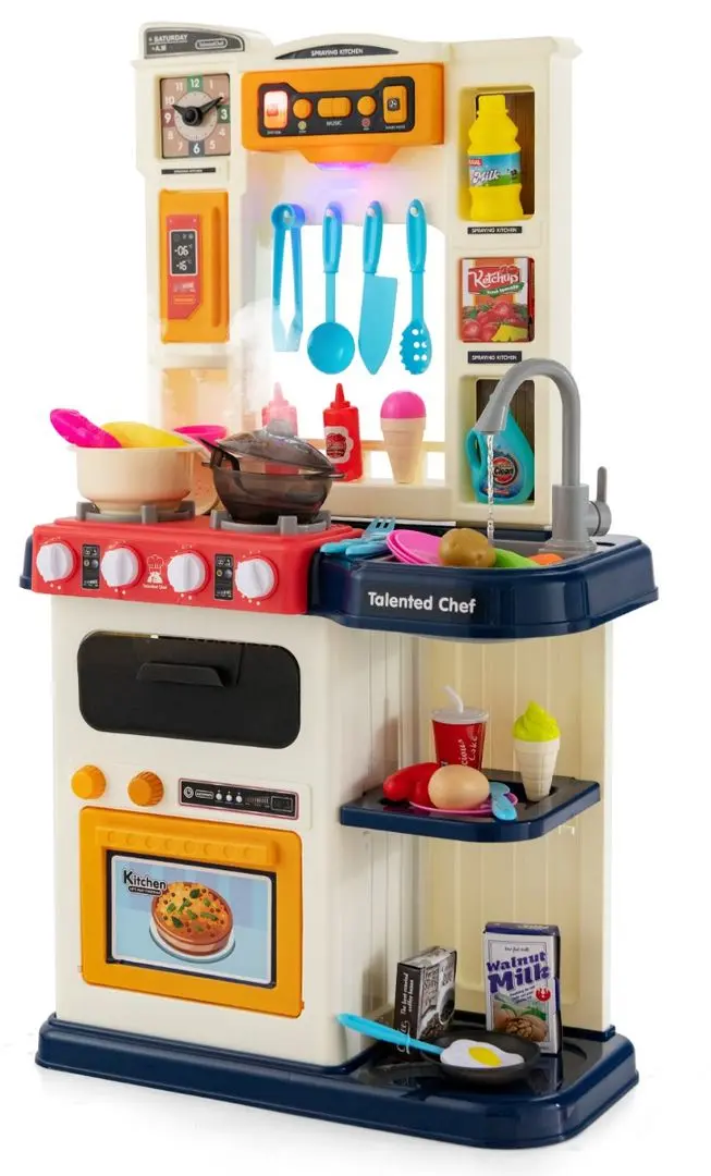 Bucatarie de joaca Costway TP10033BL (Beige/Blue)