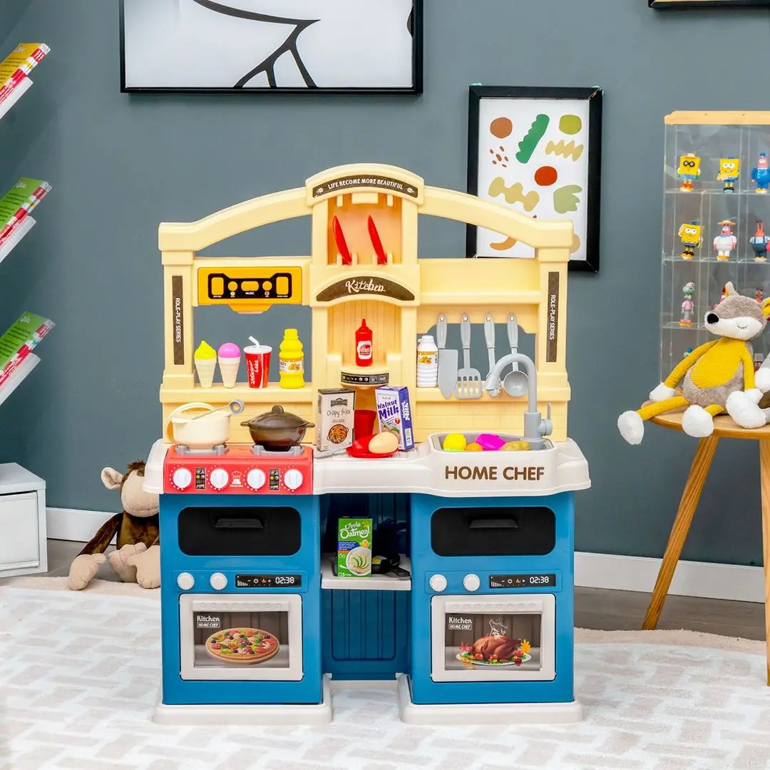 Bucatarie de joaca Costway TP10035BL (Beige/Blue)