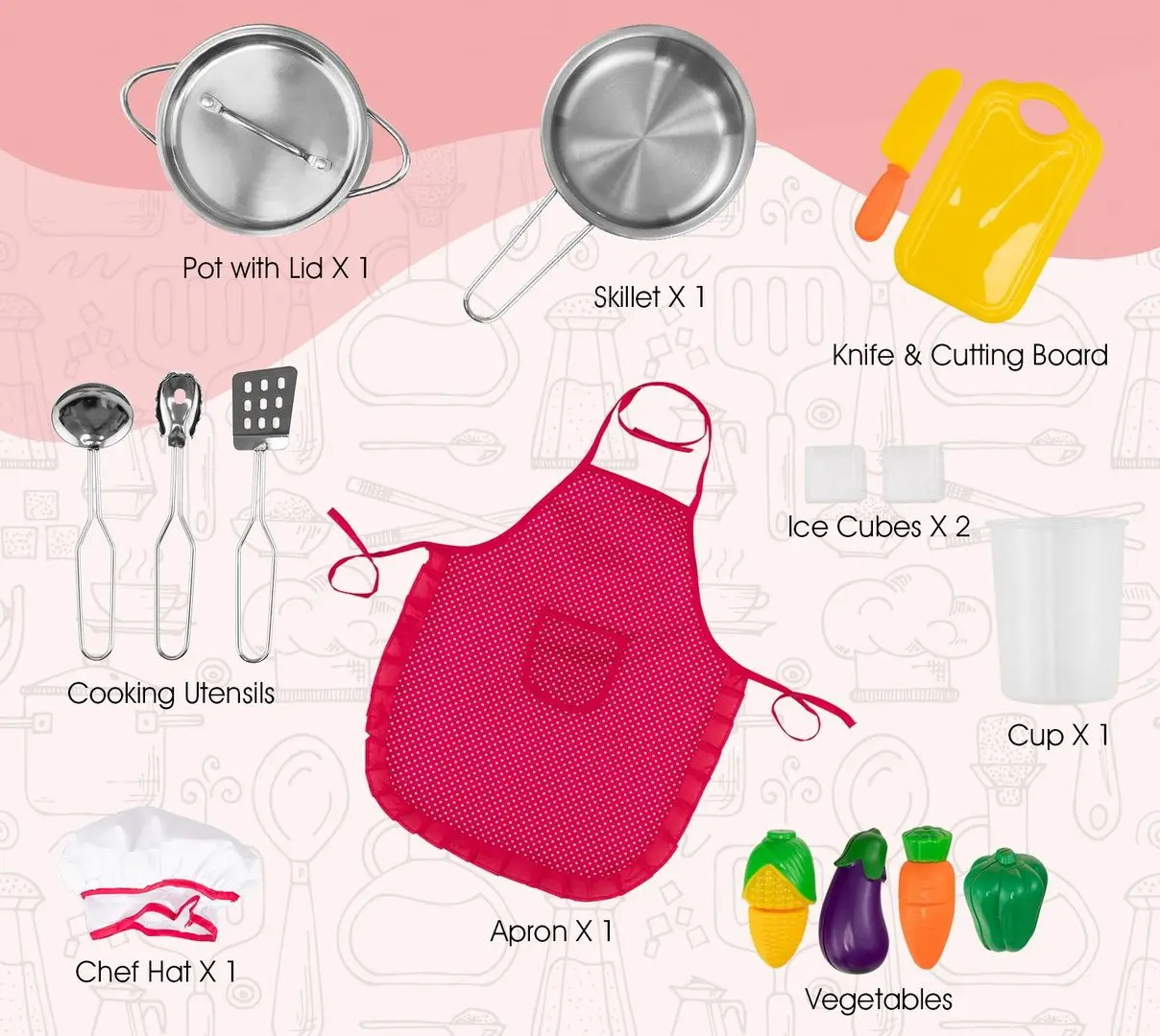 Bucatarie de joaca Costway TP10065 (White/Pink)