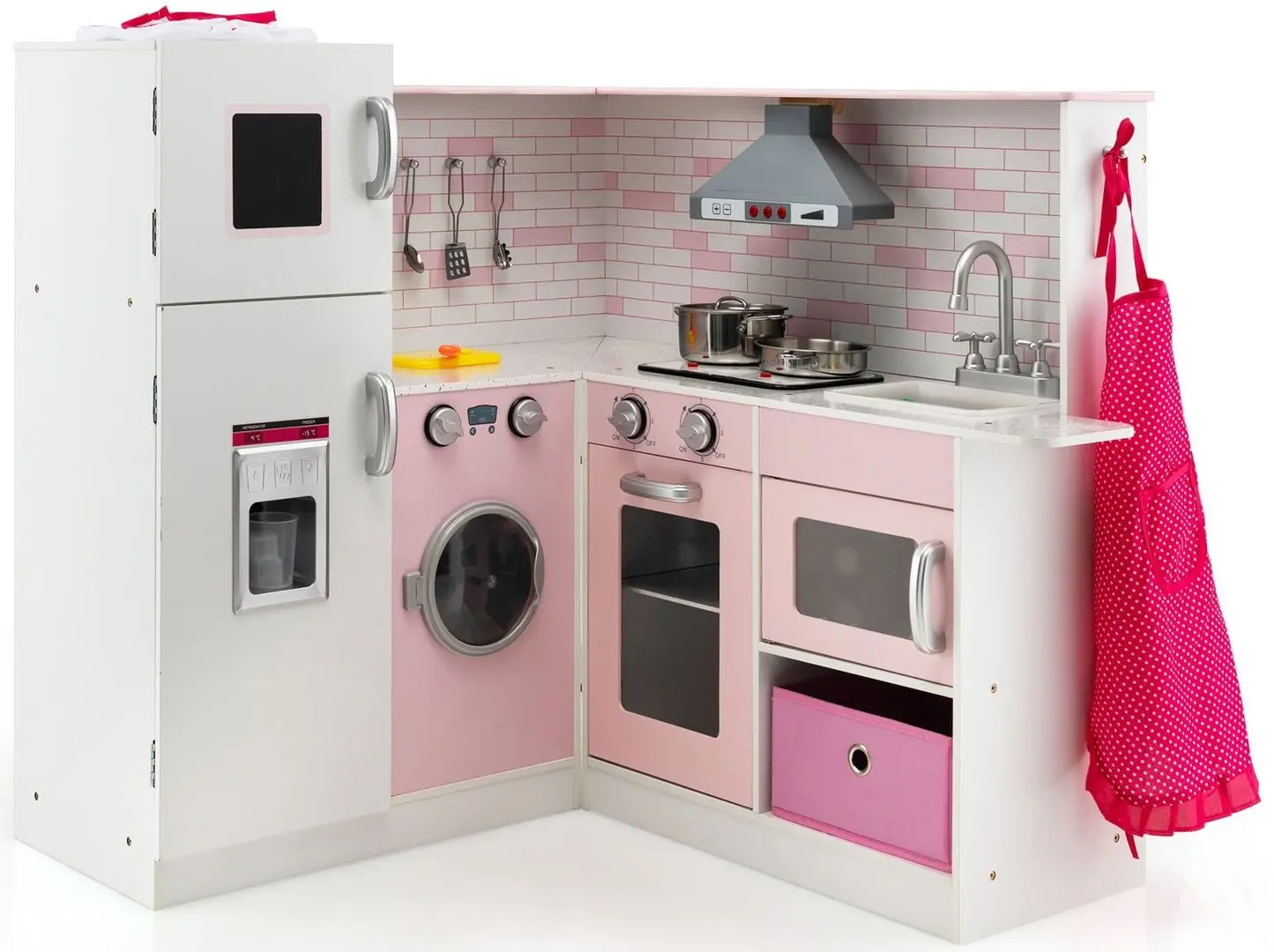 Bucatarie de joaca Costway TP10065 (White/Pink)