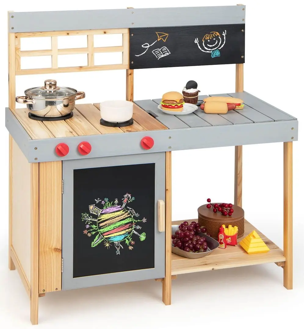 Bucatarie de joaca Costway TP10106 (Wood/Grey)