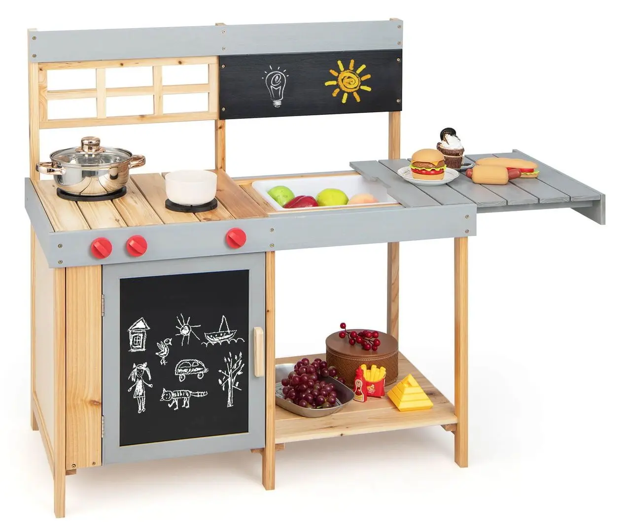 Bucatarie de joaca Costway TP10106 (Wood/Grey)