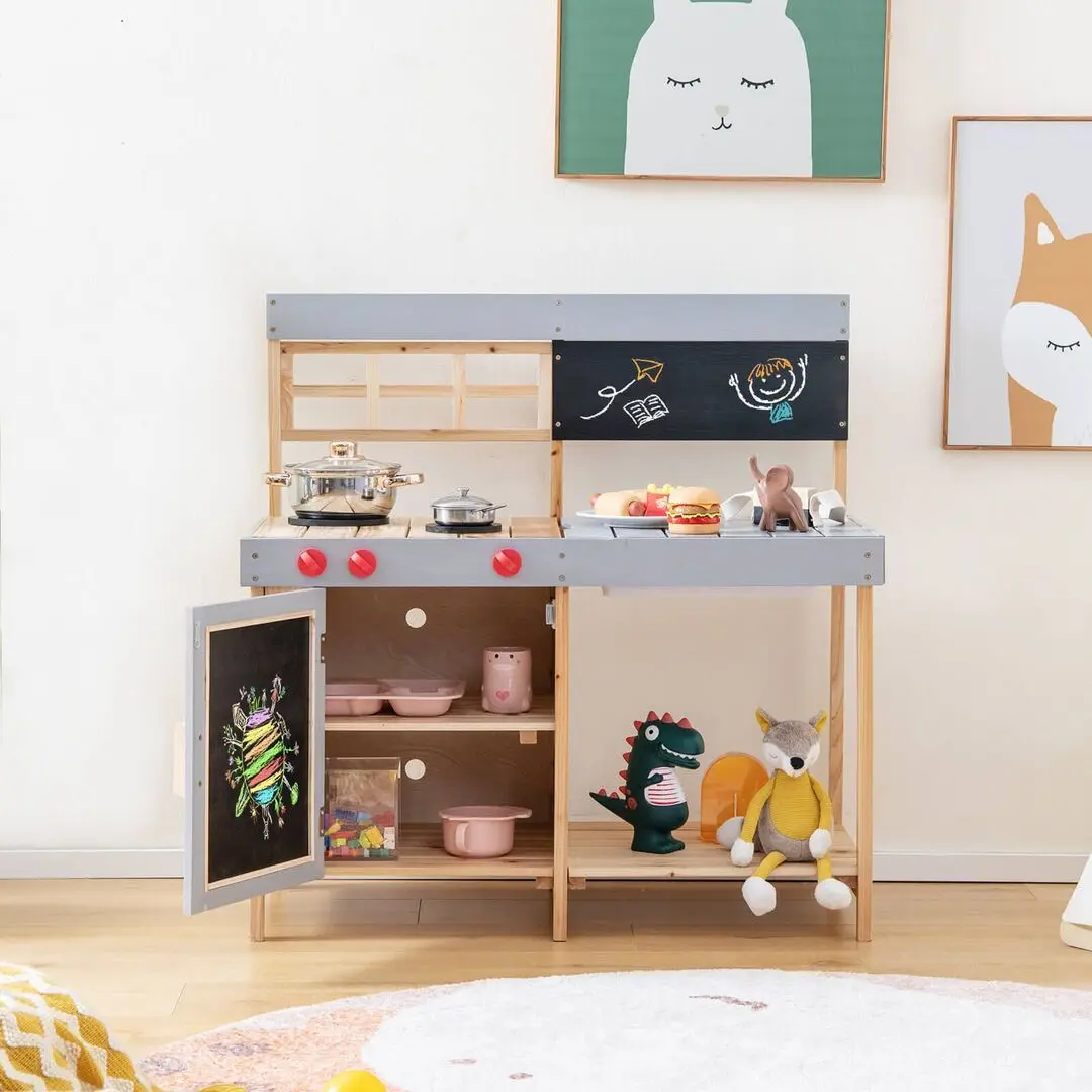 Bucatarie de joaca Costway TP10106 (Wood/Grey)