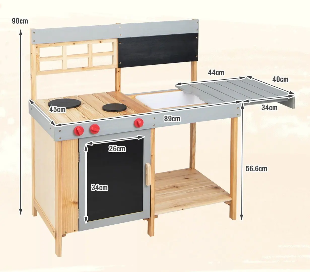 Bucatarie de joaca Costway TP10106 (Wood/Grey)