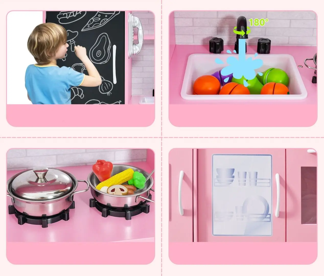 Bucatarie de joaca Costway TP10126PI (Pink) - 3