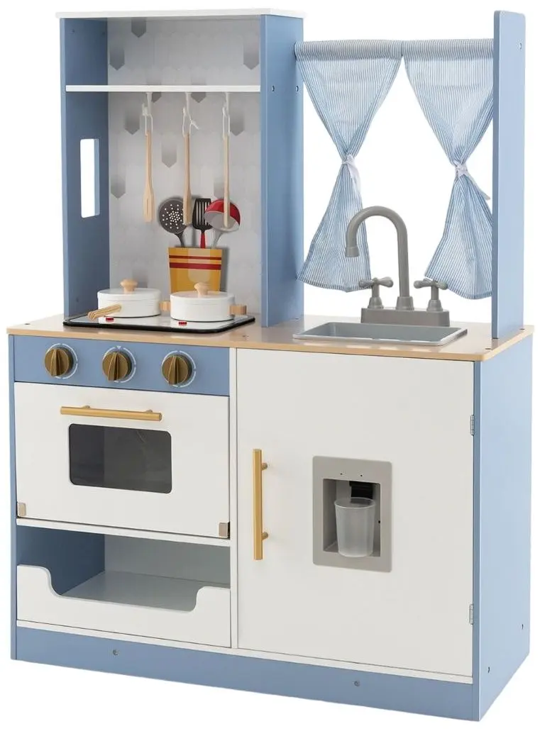 Bucatarie de joaca Costway TP10156BL (White/Blue)