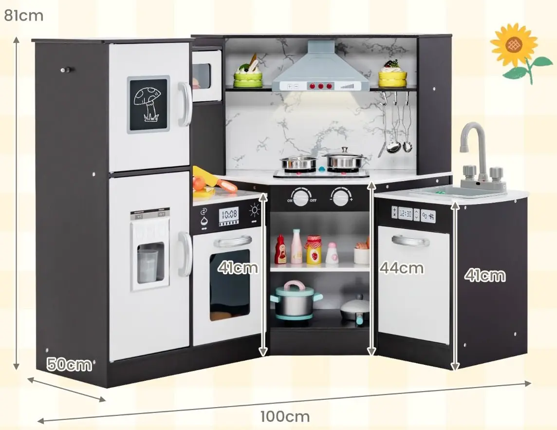 Bucatarie de joaca Costway TP10162CF (White/Brown)