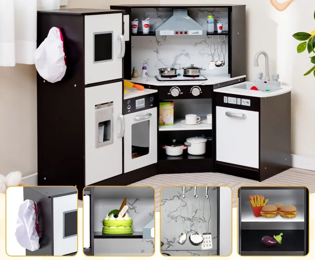 Bucatarie de joaca Costway TP10162CF (White/Brown)