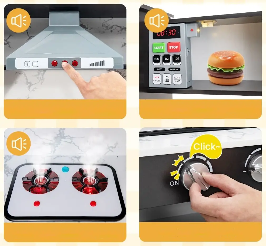 Bucatarie de joaca Costway TP10162CF (White/Brown)