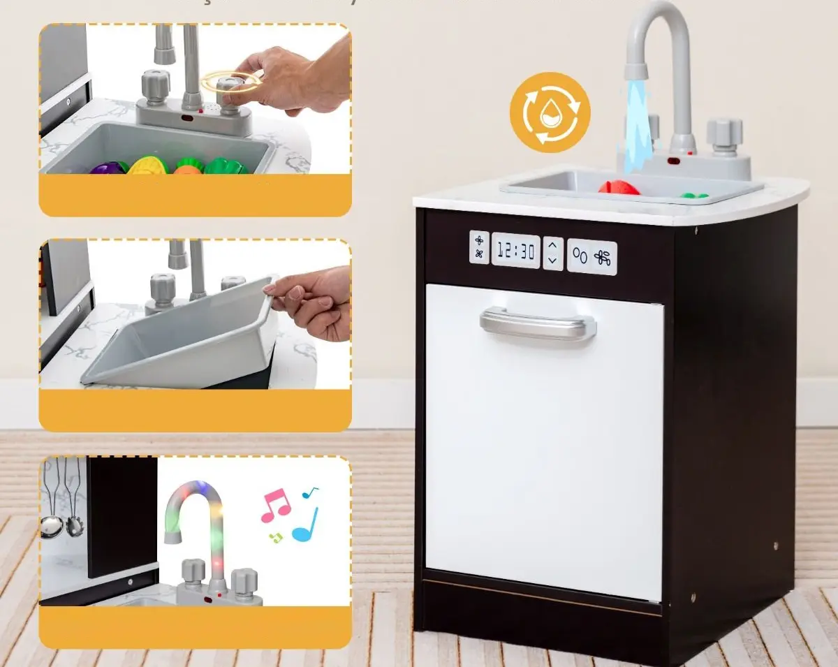 Bucatarie de joaca Costway TP10162CF (White/Brown)