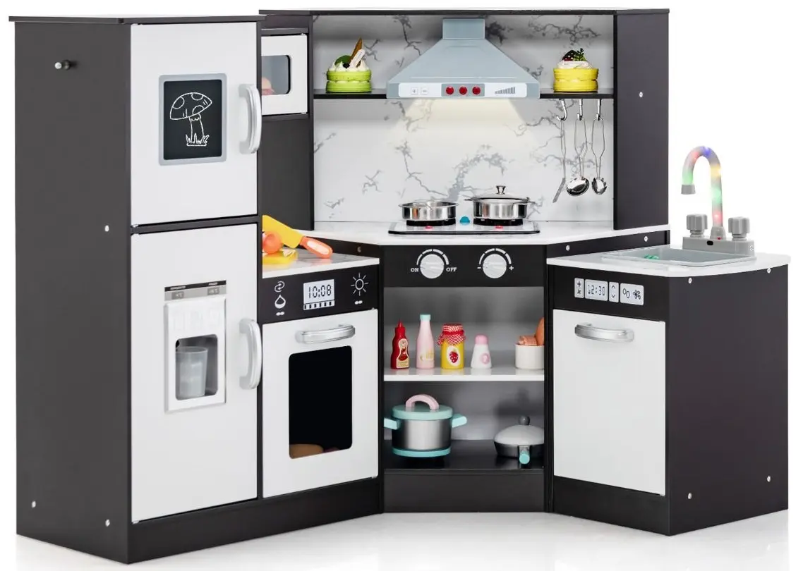 Bucatarie de joaca Costway TP10162CF (White/Brown)