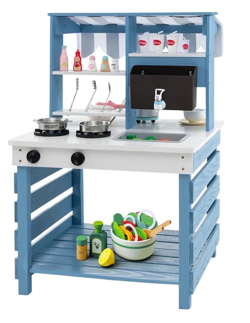 Bucatarie de joaca Costway TP10214 (Blue/White)