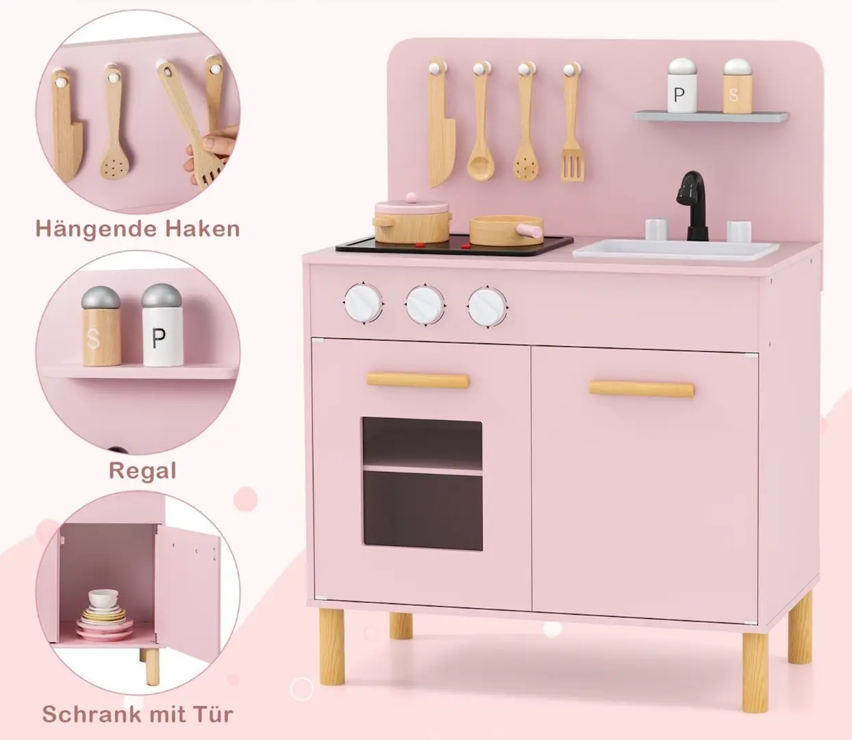 Bucatarie de joaca Costway TP10239PI (Pink)