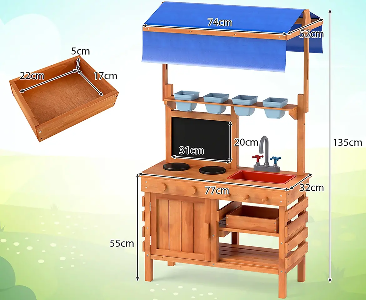 Bucatarie de joaca Costway TP10274NA (Natural)