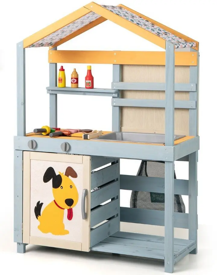 Bucatarie de joaca Costway TP10305GR (Gray/Yellow)