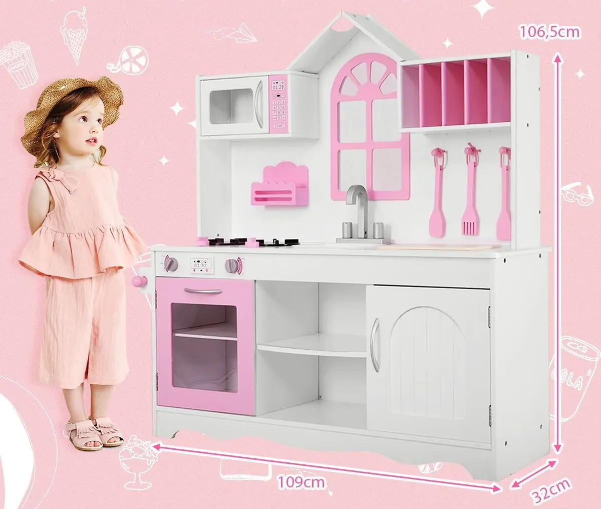 Игровая кухня Costway TY322434 (White/Pink)