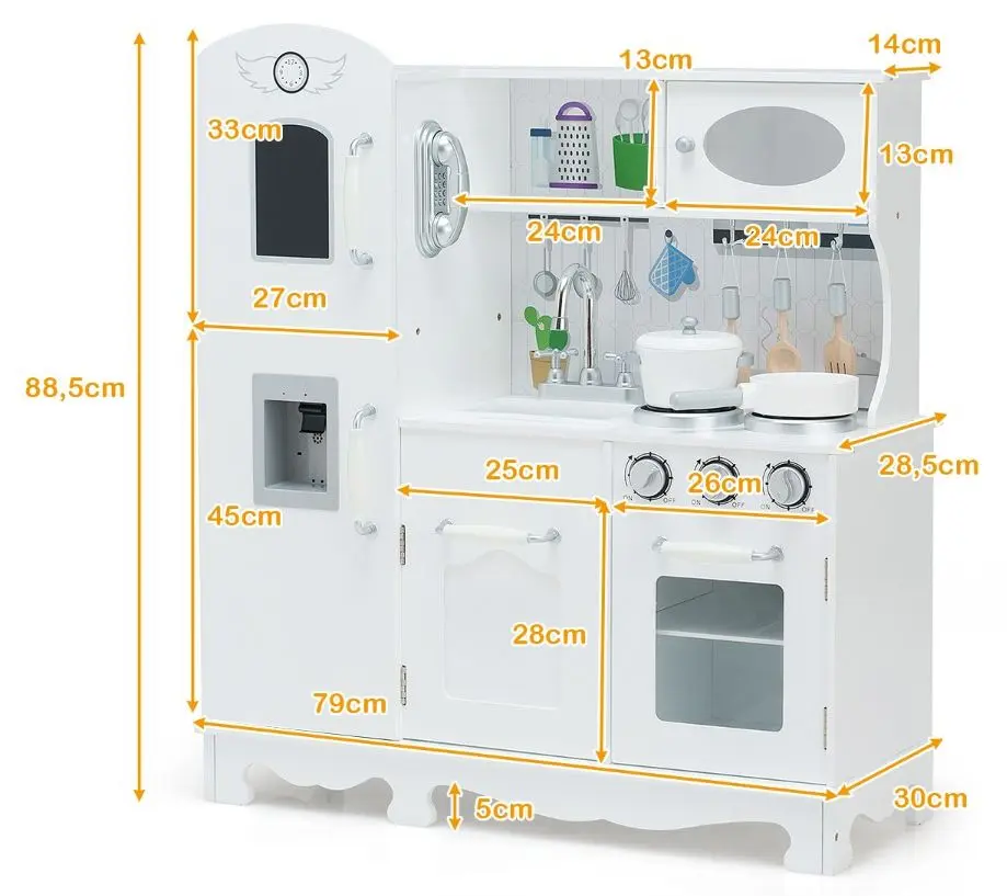 Bucatarie de joaca Costway TY327901 (White)